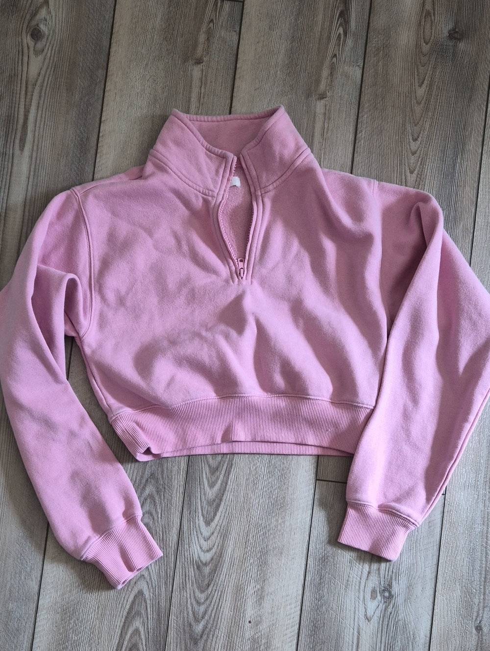 BP Nordstrom Half Zip Funnel Neck Cropped Fleece Sweatshirt Dusty Rose XS